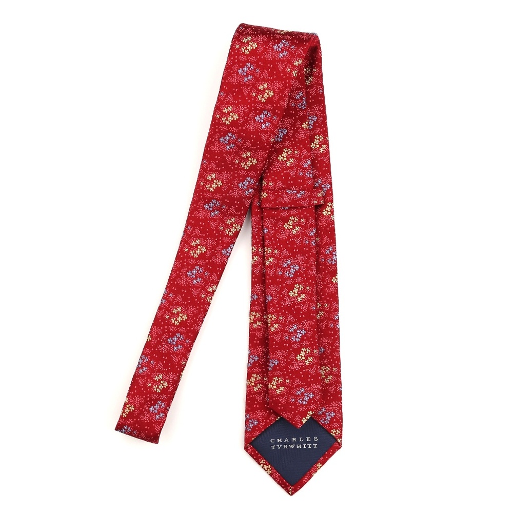 Charles Tyrwhitt Silk Neck Tie Red Floral Patern - Picture 5 of 6